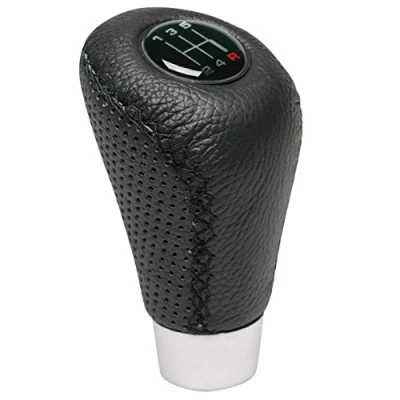 Image de SUMEX Pommeau de levier vitesse couture noire sans gâchette Forme ergonomique Comprend différents schémas vitesses pour personnaliser