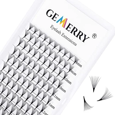 Image de 10D Extension Cils Volume Russe, 0.07mm C curl 8 14mm Mix Soie Naturel Premade Professionnel Individuels By GEMERRY (0.07 mix)