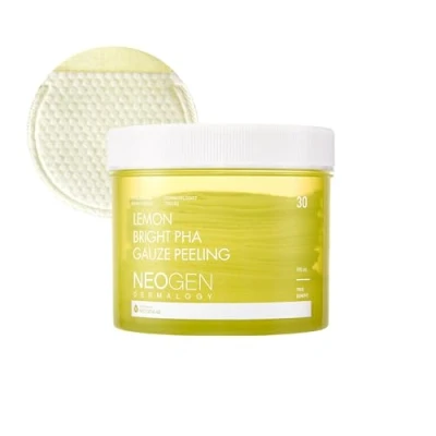 Image de DERMALOGY by NEOGENLAB Lemon PHA Gauze Peeling Pads (30 pads) Exfoliating Pad with AHA, BHA, PHA, LHA &amp; Glutathione Niacinamide Korean Skin Care