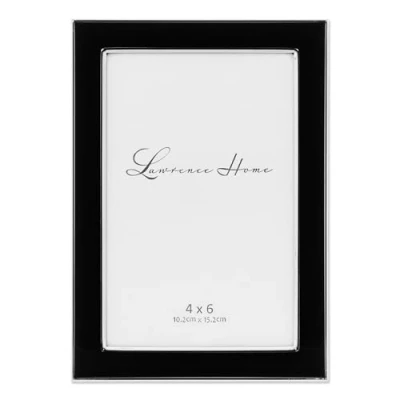 Image de Lawrence Frames Métal Argenté avec Cadre Photo en émail, Noir, 4 by 6