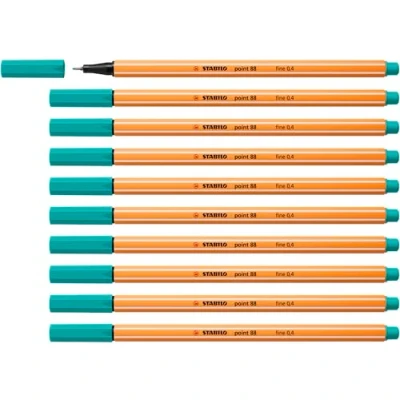 Image de Stylo feutre pointe fine STABILO point 88 Lot x 10 stylos Vert De Glace (88/13)