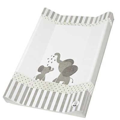 Image de Rotho Babydesign Matelas à Langer avec Cales, Dès 0 Mois, Modern Elephants, Bella Bambina, Blanc/Gris, 50 x 70 cm, 20099 0001 CG