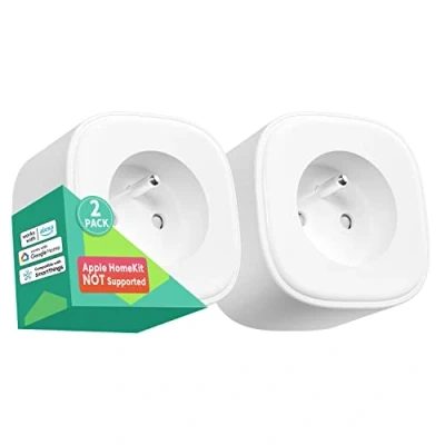 Image de Meross Prise Connectée WiFi (Type E), Intelligente Compatible avec Alexa et Google Home, Lot de 2 Française Programmable Contrôle à Distance, Vocal Fonction Temps