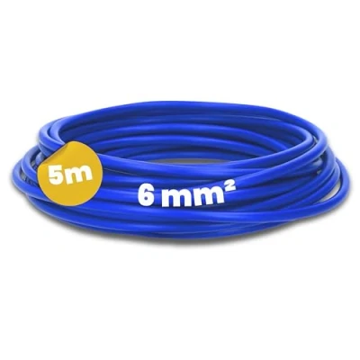 Image de Kalitec Câble de Câblage H07V K 6 mm² bleu foncé 5 m Flexible Toron à fils fins unique monofil pour armoire électrique Fil