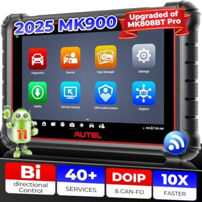 Image de Autel MaxiCOM MK900 Valise Diagnostic Auto: 2024 Idem MK900BT, Mise à Jour de MX808S, MK808BT Pro, MK808Z Outil Analyse Bidirectionnel, CANFD&amp;DOIP, 3000+ Tests Actifs, 40+ Service, OE,11 OS