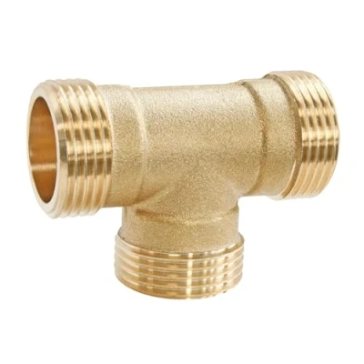Image de SOMATHERM FOR YOU, Té laiton à visser Triple Mâle 26/34 pour raccordements plomberie Convient eau chaude et froide Étanchéité sur filet ou joint plat Normes conformes
