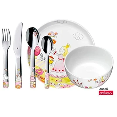 Image de WMF Princesse Anneli Cromargan Ensemble de Vaisselle pour Enfant, Multicolore, 6 pièces