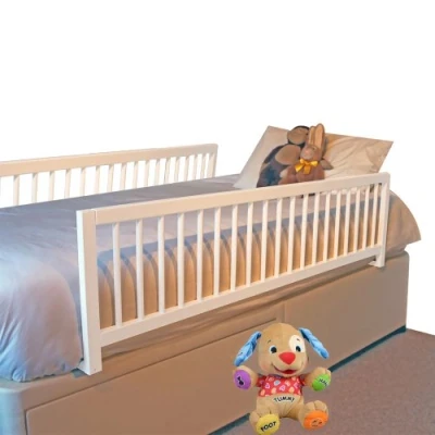 Image de Safetots Barrière de Lit Double Face en Bois Extra Large, Blanc, 38cm Hauteur x 140cm Largeur, pour Bébé la Sécurité, Rail Enfant Sécurisé, Pré Assemblé