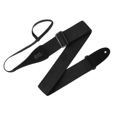 Image de Levy&#039;s MC8A BLK Sangle de Guitare Cotton Colour Suede Headstock Loop 2&quot; Black