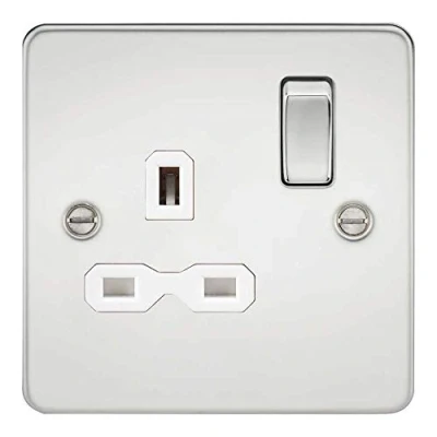 Image de Knightsbridge FP7000PCW FPR7000 Plaque plate 13 A 1 G DP Prise de courant avec interrupteur 230 V Chrome poli