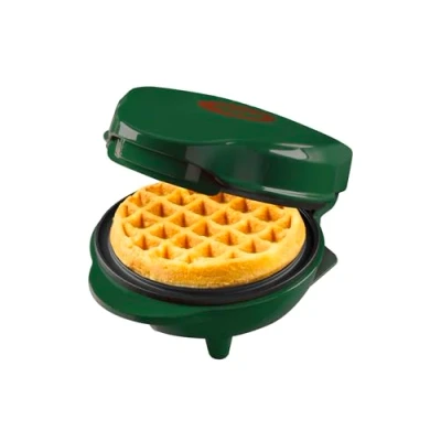 Image de Bestron Mini Gaufrier en édition de Noël, appareil à gaufres avec revêtement antiadhésif, idéal pour les fêtes ou comme cadeau, taille la gaufre: 10 cm, couleur: Vert Mat