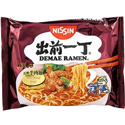 Image de NISSIN Demae Ramen Soupe de nouilles instantanées en sachet saveur Boeuf 100G (Lot 6 sachets)