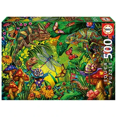 Image de Educa Forêt Colorée 500 pièces Puzzle. Mesure : 48 x 34 cm. Comprend Fix Puzzle Tail pour l&#039;accrocher Une Fois l&#039;assemblage terminé. À partir de 11 Ans (19551)
