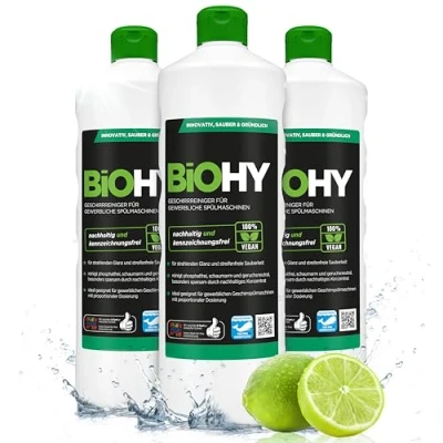 Image de BiOHY Détergent pour lave vaisselle (3 x 1l Bouteille) SANS PHOSPHATES concentré la gastronomie brillance grâce à une formule exceptionnelle (Geschirrreiniger)