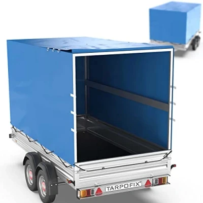 Image de Tarpofix® Bâche de remorque Haute 256 x 131 135 cm &amp; Corde Durable PVC Robuste Couverture idéale pour Divers modèles remorques 750kg 1000kg