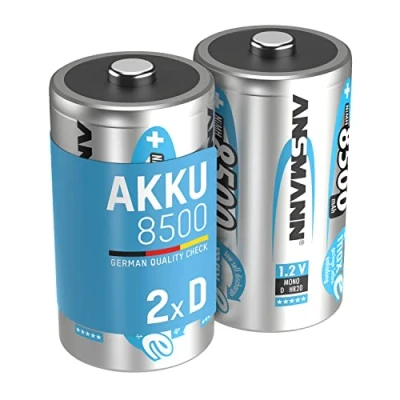 Image de ANSMANN Piles Rechargeables Mono D 8500 mAh 1,2 V (Lot de 2) HR20 à Faible autodécharge Accumulateurs idéaux pour Les Jouets, Lampes Torches, flashs d&#039;appareils Photos, etc.
