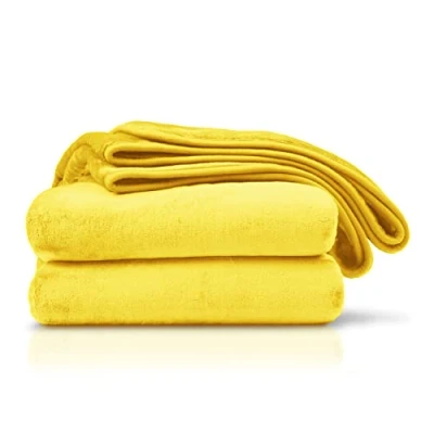 Image de Amago Couverture Extra Douce, Sensation Cachemire, 180 x 220 cm Jaune