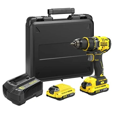 Image de Stanley FATMAX Perceuse Visseuse Sans Fil 18V Lithium Ion 80 Nm Moteur BRUSHLESS 2 Vitesses 2100 trs/min Avec 1 Mallette Batteries Ah Chargeur Gamme V20 SFMCD720D2K QW