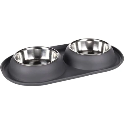 Image de Flamingo Gamelle Duo pour Chien Grafa 2X 500 ML Acier Inoxydable Antidérapant Les gamelles Amovibles Vont au Lave Vaisselle 14cm x 4cm 11cm