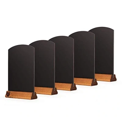 Image de Chalkboards UK WC124FP Lot de 5 Tableaux Noirs Table avec Socle Bois Rustique Marron 36 x 24 22 cm