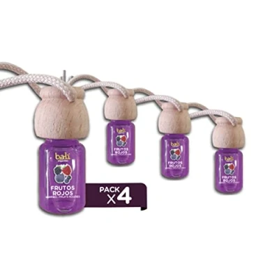 Image de Bali Fragrances Lot de 4 désodorisants pour voiture FRUITS ROUGES 6 ml 0% alcool, absorbe les mauvaises odeurs votre véhicule