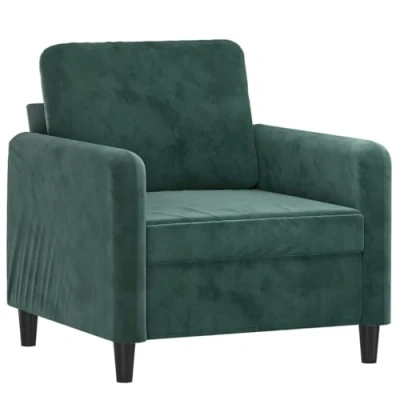 Image de vidaXL Fauteuil, Chaise de Relaxation avec Dossier et Repose Pied, Siège Inclinable, Fauteuil TV Salon, Moderne, Vert Foncé Velours