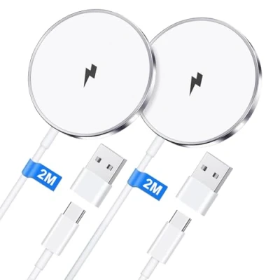 Image de 15W Chargeur Induction iPhone 2M, Mag Safe pour Apple 16/15 Pro Max/15 Plus/15/14 Max/14 Plus/14/13 Pro/12/AirPods 2/3/pro, sans Fil Rapide Magnétique