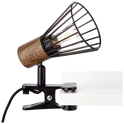 Image de BRILLIANT Lampe à pince Manama bois foncé/noir mat 1x D45, E14, 28W, adapté aux lampes suspension (non inclus) Échelle A ++ E Avec interrupteur cordon