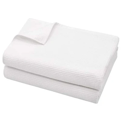 Image de ZOLLNER Set de 2 Serviettes Sauna, Motif gaufré, env. 70x180 cm, Blanc