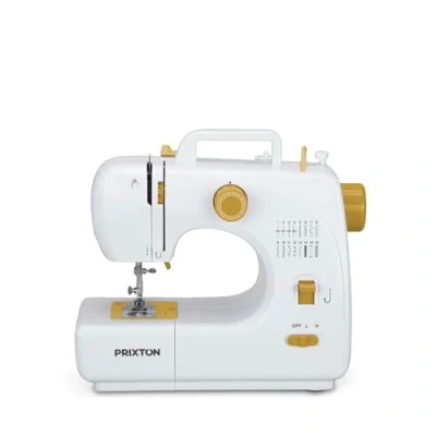 Image de PRIXTON Machine à Coudre P120 Portable avec tiroir Accessoires, Ampoule intégrée et 16 Types de Points différents, pédale Incluse
