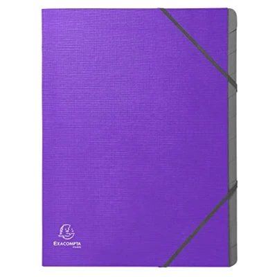 Image de Exacompta Réf. 56650E 1 trieur agrafé 3 rabats avec élastiques Teksto page de garde imprimée pour identifier le contenu 12 compartiments format 24,5 x 32 cm A4 couleurs aléatoires