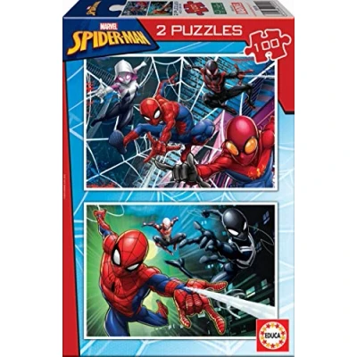 Image de Educa 2 Puzzles de 100 pièces per Enfant Spiderman. Composé Grandes Parfaitement finies. Recommandé à partir 4 Ans (18101)