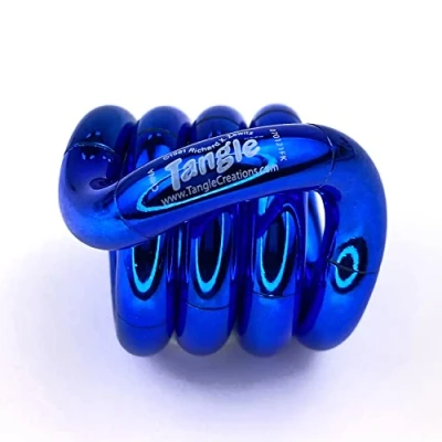 Image de Tangle Jr Metallic (Bleu) Véritable Jouet sensoriel pour enfants et adultes l&#039;école Cadeau adolescents