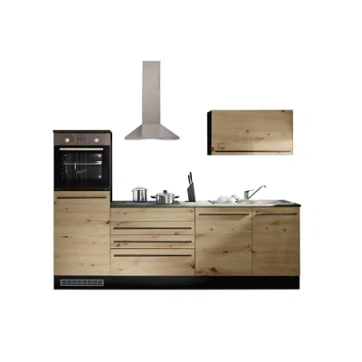 Image de Stella Trading JAZZ 6 Coin Cuisine moderne sans électroménager en blanc brillant intégrée spacieuse avec beaucoup de place et rangement 260 x 200 60 cm (L/H/P).