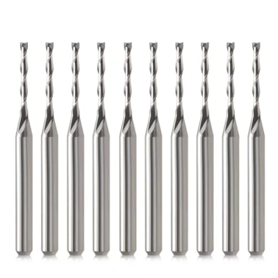 Image de CNC Embouts de Fraise 1/8&quot; Tige Bit End Mill 1/16&quot; Coupe Dia Nez Plat Moulin d&#039;extrémité en métal dur Deux flûtes Spirale Upcut Set d&#039;outils pour bois, PVC, MDF, bois