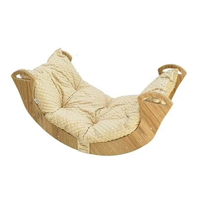 Image de Skyline Balancelles Bascule Enfant Montessori Bebe 1 an Escalade Arche en Bois Mur descalade meble Arc à Grimper d&#039;équilibre Portique d&#039;escalade Bureau et Chaise M Beige