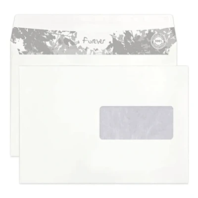 Image de Clairefontaine 610342C Boite de 500 enveloppes Forever Blanches 100% recyclé C5 162x229mm Auto Adhésives 80g/m² Fenêtre Papier Cristal 45x100 (position 62/20)