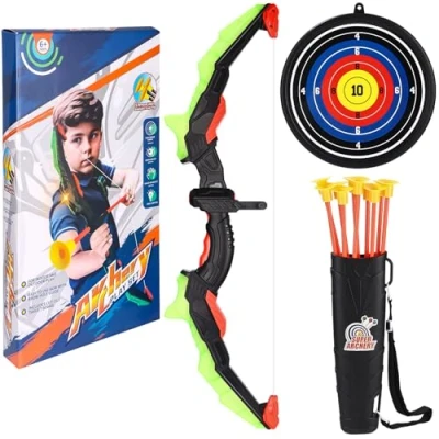 Image de Arc et flèche pour enfants, jeu de jouet à LED, 10 flèches avec ventouses, objectif charcon, d&#039;entraînement intérieur extérieur garçons filles