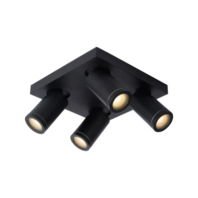 Image de Lucide Taylor spot en saillie 4L 24 x 12,5 cm 4 5W LED dimmable incl dim to warm IP44 noir