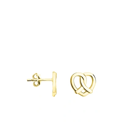 Image de SOFIA MILANI Boucles d&#039;Oreilles pour Femme en Argent 925 Plaqué Or avec Pierre de Zircon Clou d&#039;Oreille Forme Coeur Bretzel E1204