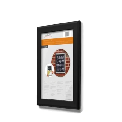 Image de Deflecto cadre à clipser A3 Élégant clip en aluminium noir pour affichage mural Support de certificat et d&#039;affiche avec clips d&#039;ouverture pratique sur le devant Cintre élégant la