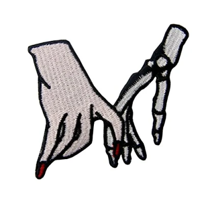 Image de Patch brodé en forme de Squelette à main, Tricher mon amour, coudre ou coller avec fer repasser