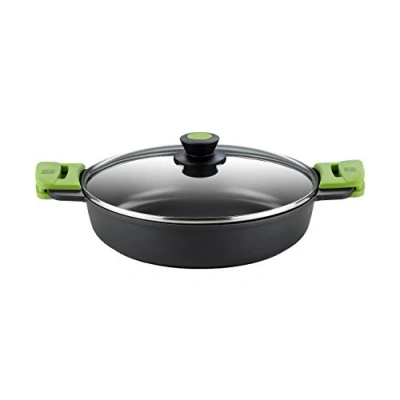 Image de BRA Prior Faitout Bas 28 cm , Fonte D&#039;Aluminium, avec Antiadhésif Teflon Innovations sans PFOA, Couvercle en Verre et Anses Silicone Démontables, Tous Feux Dont Induction