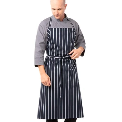 Image de chef Works A100 NCS Tablier de anglais Bleu marineà rayures, noir/blanc