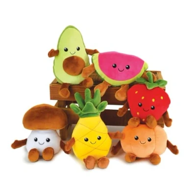 Image de JEMINI FRUITY&#039;S 024144 Cagette Contenant 6 Fruits et légumes en Peluche +/ 17 cm Douce Moelleuse pour Enfant, Multicolor