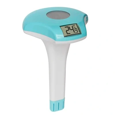 Image de TFA Dostmann Thermomètre de Piscine Numérique, 30.2033.20, Alimenté par Énergie Solaire, Flottant avec Ligne Fixation, Mesure la Température l&#039;Eau, Blanc Turquoise
