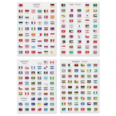 Image de MÉGACRÉA Gommettes Drapeaux 5 Continents 1,6 x 1,8 cm 214 p