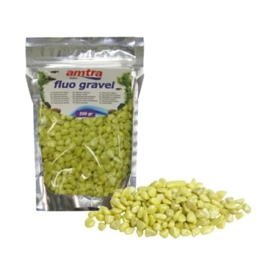 Image de Amtra Fluo Gravel Décoration pour Aquarium, Gravier en céramique Fond d&#039;eau Douce et salée, sans poussière, Jaune 350 g