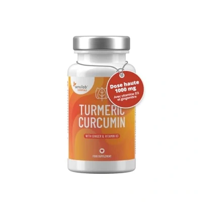 Image de Sensilab Curcuma Gélules Micellaire 1000 mg avec Vitamine D3 et Gingembre Extrait de à biodisponibilité 185x plus élevée Curcumine sans pipérine 60