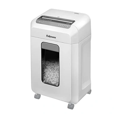 Image de Fellowes 12Ms Destructeur De Papier 12 Feuilles, Documents Coupe Mini, Technologie D&#039;Inversion Automatique, 30 Minutes, Corbeille 23L, Sécurité DIN P4, Blanc, Exclusivité Amazon